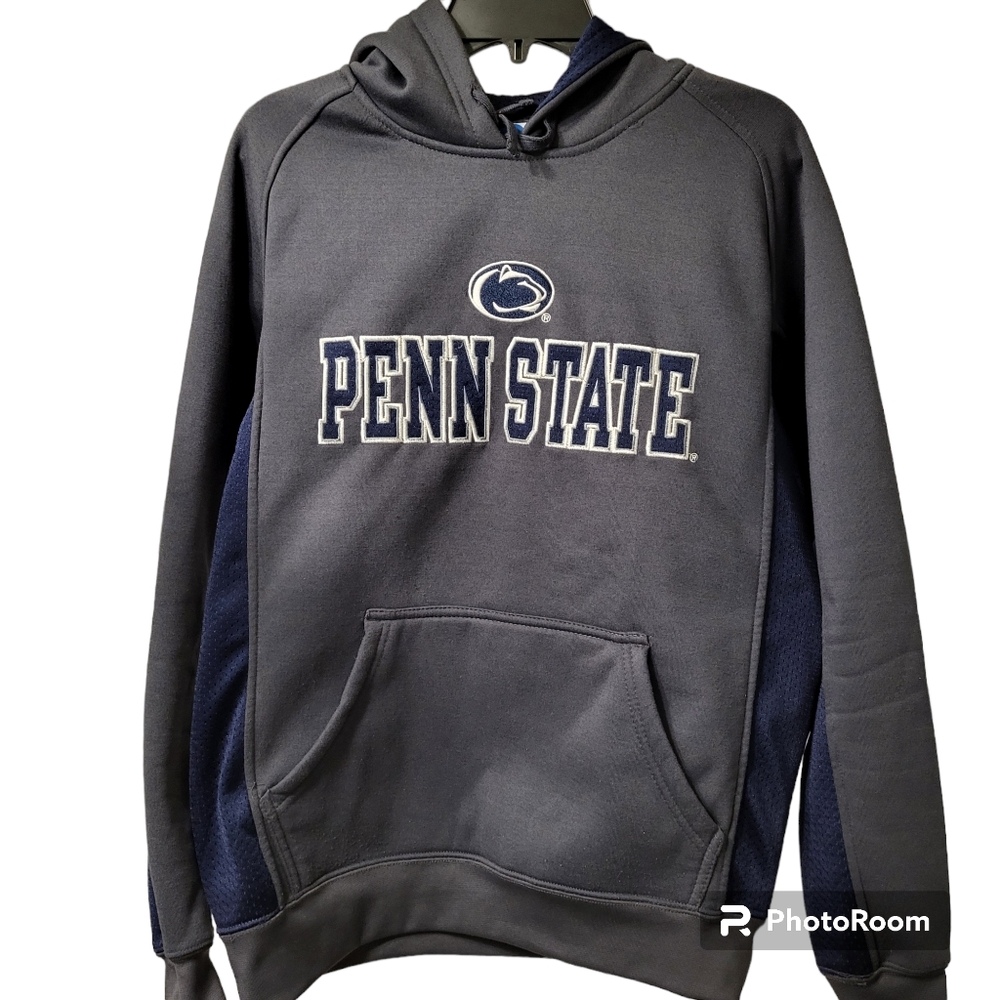 Penn State NCAA Sweatshirt Hoodie Mens Medium Dark Gray With Blue Accents Logo